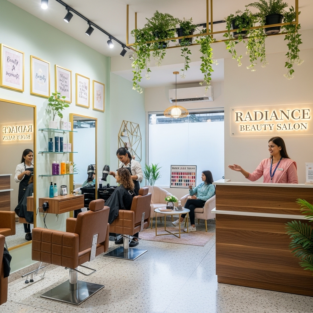 Radiance Beauty Salon & Spa interior optimized by Axom Innovation's appointment automation.